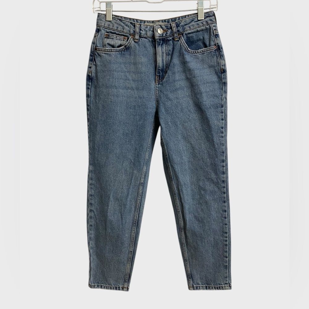 Topshop Women's Moto Mom Jeans Size 26 High Rise Medium Wash Grunge Casual Y2K